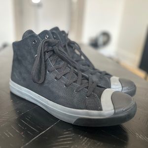Converse Jack Purcell Nubuck, Black with Grey Soles, Size 11.5